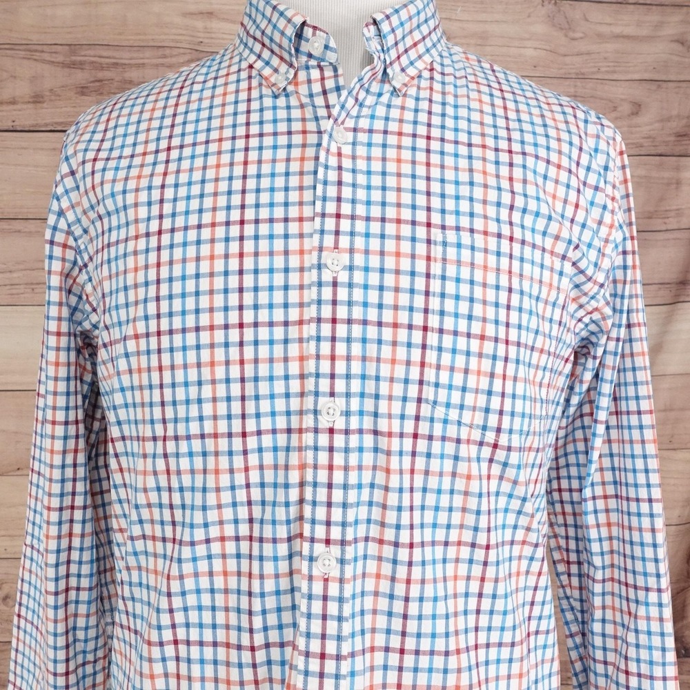 J.CREW Mercantile Flex Shirt Mens XL White Check Long Sleeve Button-Up Slim Fit
